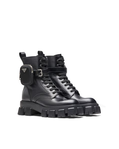 bota preta prada|Prada military boots.